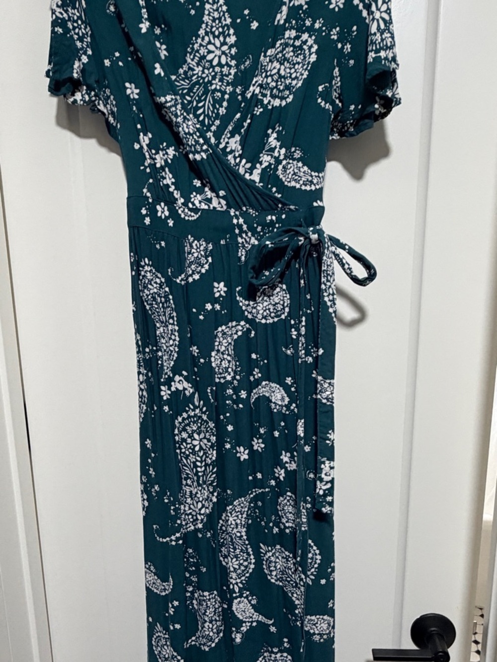 Patrons of Peace Teal Paisley Wrap Maxi Dress
